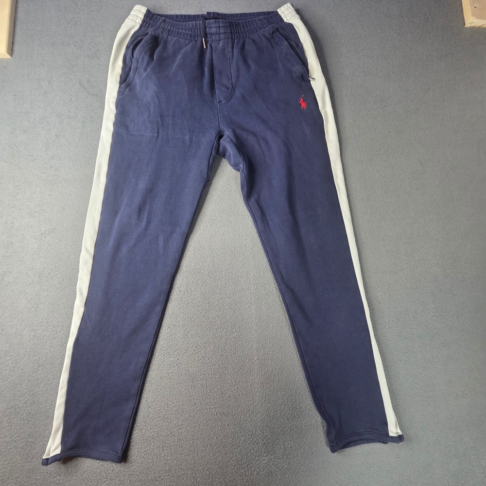 Polo Ralph Lauren Mens Navy White Stripe Track Pants Small Pony Logo Joggers